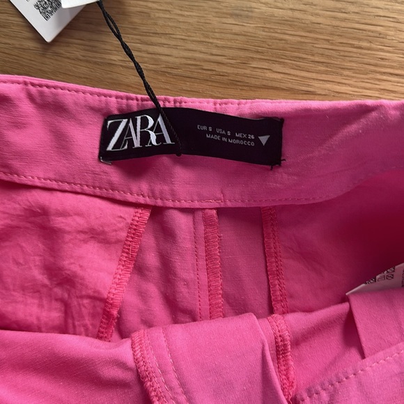 Zara linen blend pleated pink pants 6416 401 NWT - Picture 4 of 5